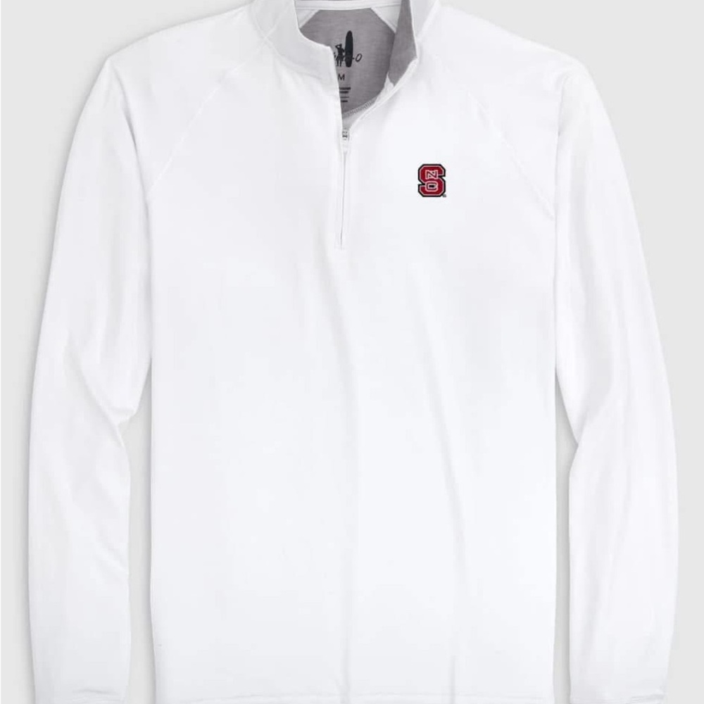 White Quarter-Zip Pullover with Red Logo